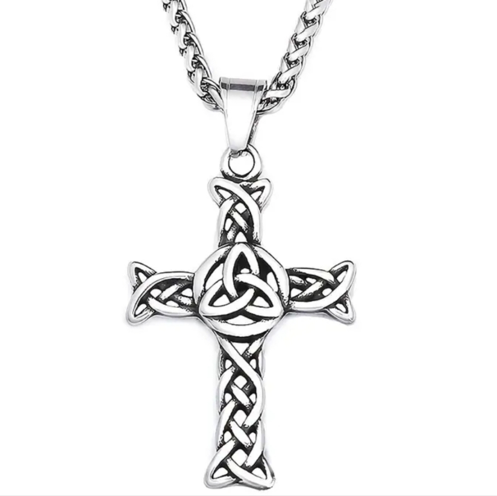 Stainless Steel Celtic Knot Cross Pendant Necklace